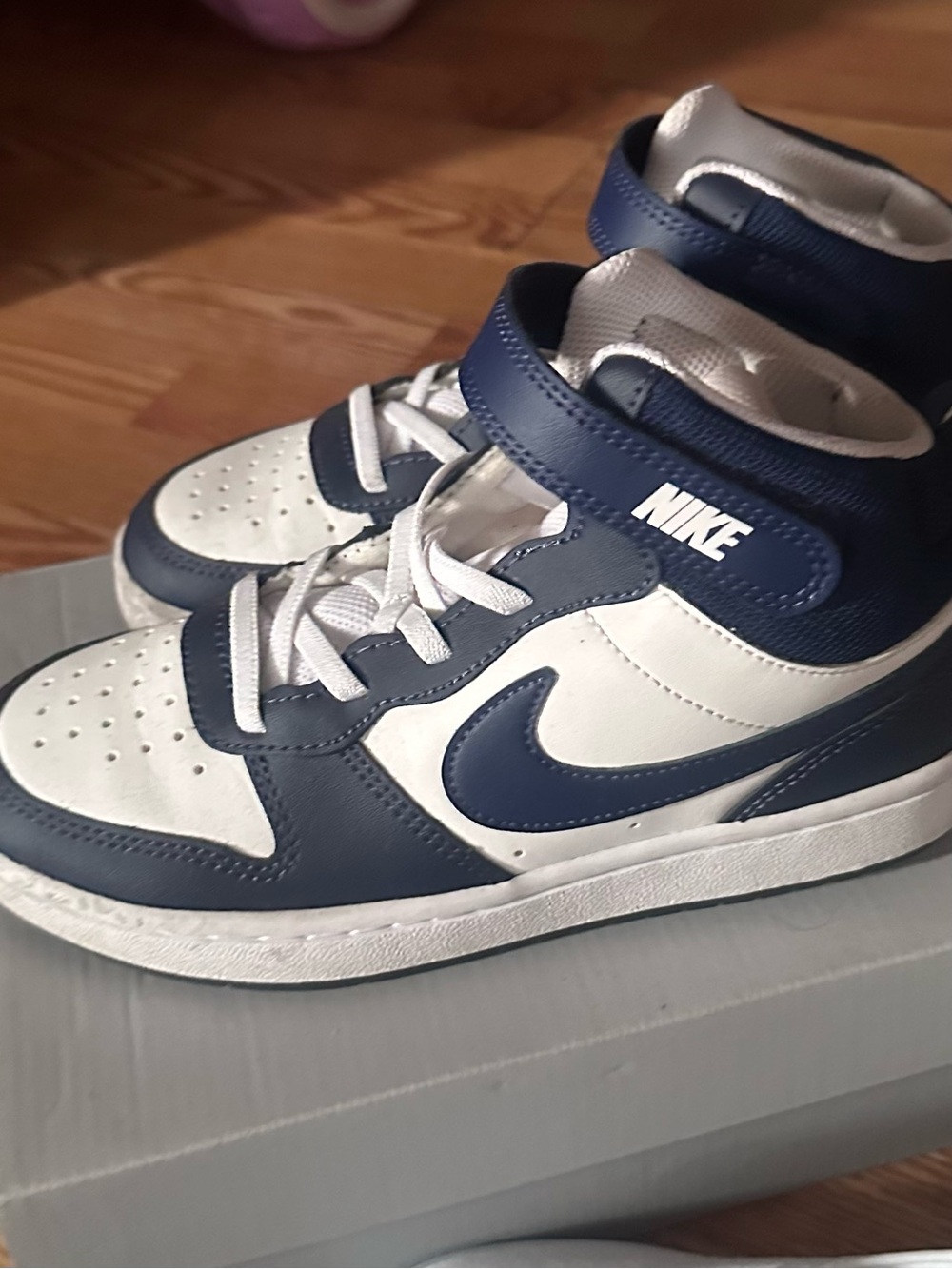 Nike Kids High-Top Sneakers - Navy and White